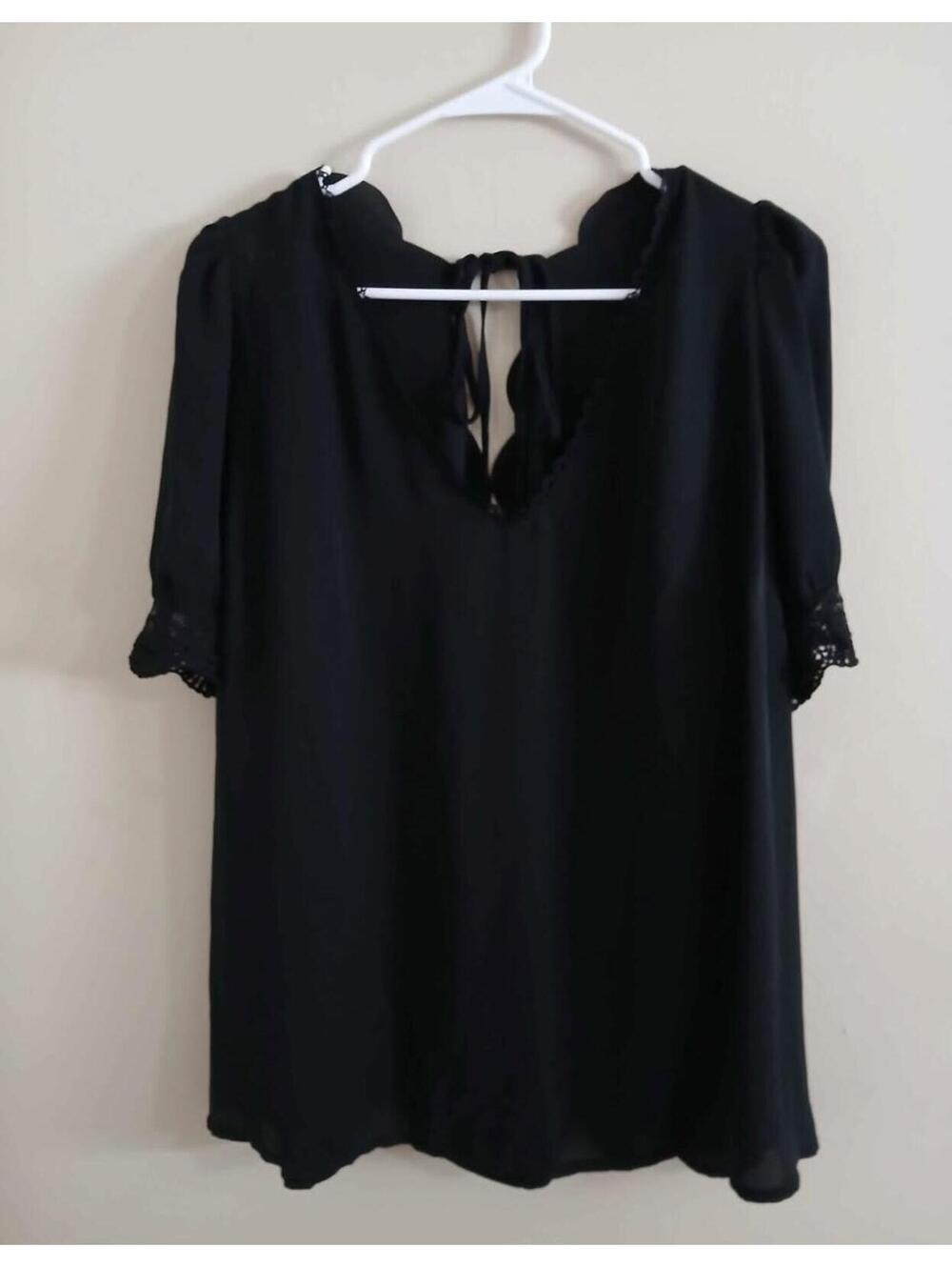 New Semi Sheer Tie Up Back Blouse Fits Women’s XL/XXL